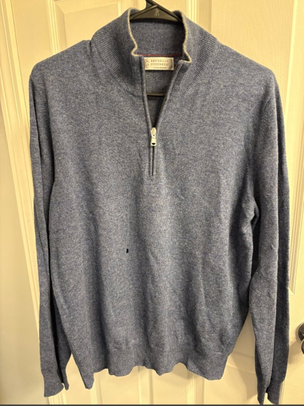 Brunello Cucinelli Cashmere Quarter Zip Sweater Blue